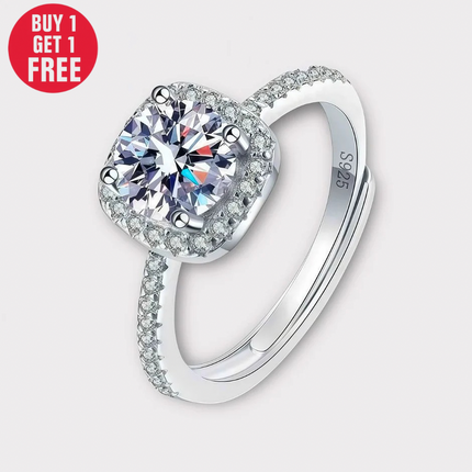 Moissanite Square Halo Ring