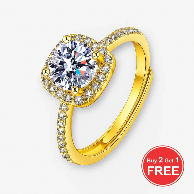 Moissanite Square Halo Ring