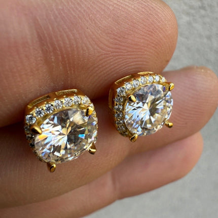 Square Moissanite Halo Earrings