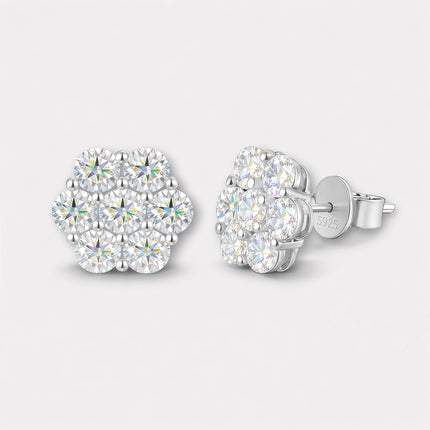 Moissanite Flower Earrings