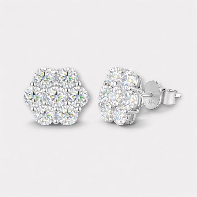 Moissanite Flower Earrings