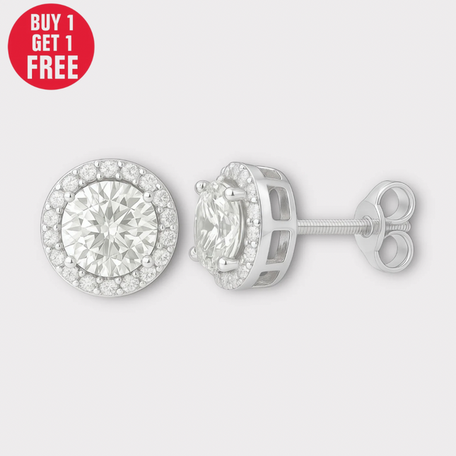 Halo Moissanite Earrings