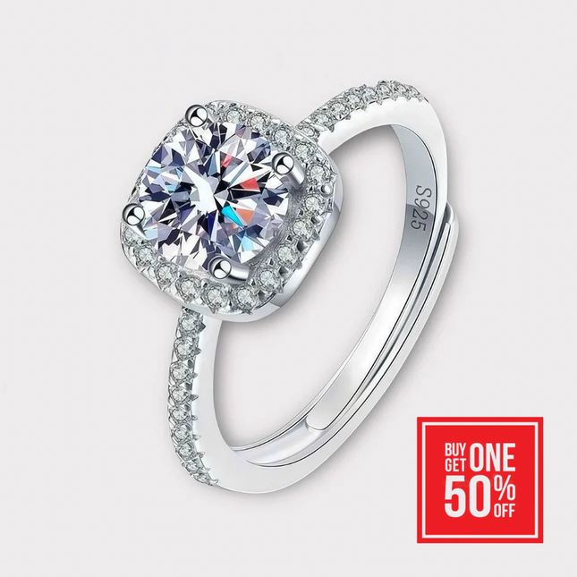 Moissanite Square Halo Ring