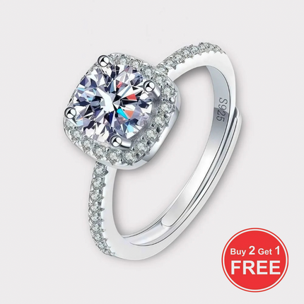 Moissanite Square Halo Ring