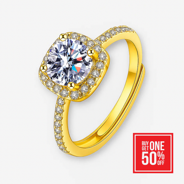 Moissanite Square Halo Ring