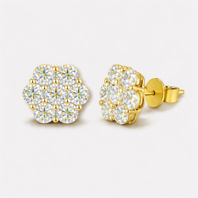 Moissanite Flower Earrings