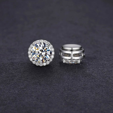 Moissanite Magnetic Halo Earrings
