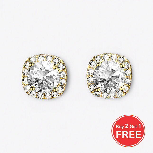 Square Moissanite Halo Earrings