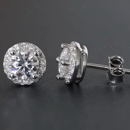 Halo Moissanite Earrings