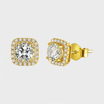 Square Moissanite Halo Earrings