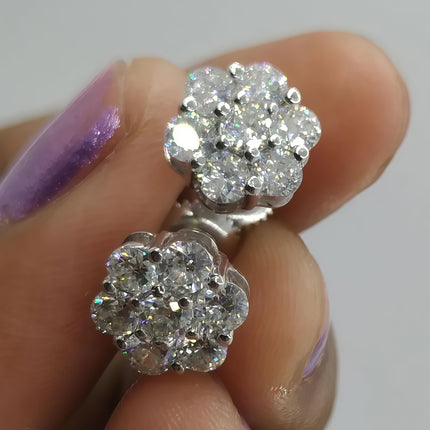 Moissanite Flower Earrings