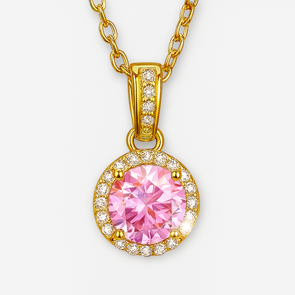 Moissanite Halo Necklace