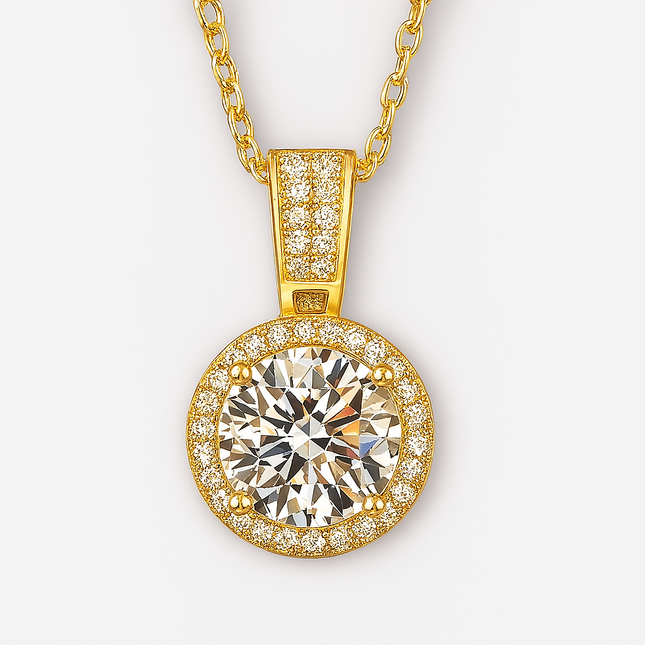 Moissanite Halo Necklace