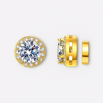 Moissanite Magnetic Halo Earrings