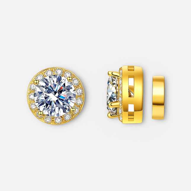 Moissanite Magnetic Halo Earrings