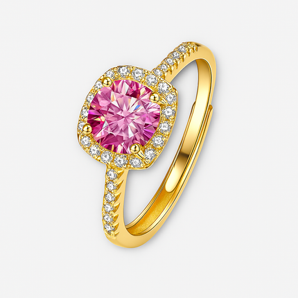 Moissanite Square Halo Ring