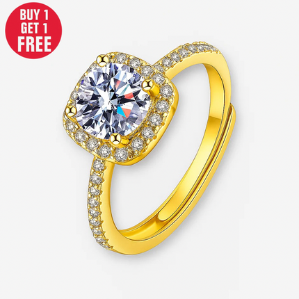 Moissanite Square Halo Ring