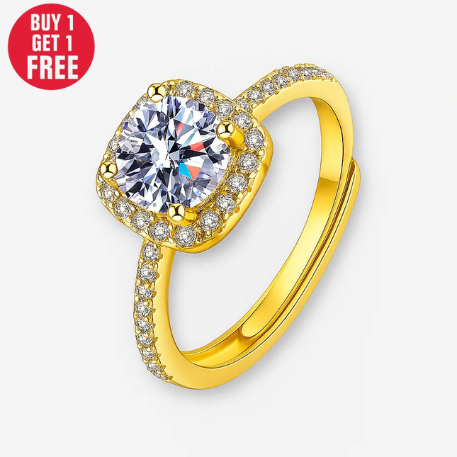 Moissanite Square Halo Ring